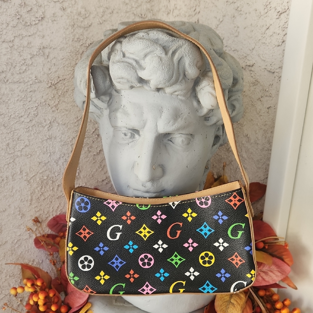 Source Unknown Black Multicolor Logo Print Should… - image 1